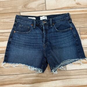 Universal Thread Dark Blue High-Rise Frayed Hem Denim Shorts